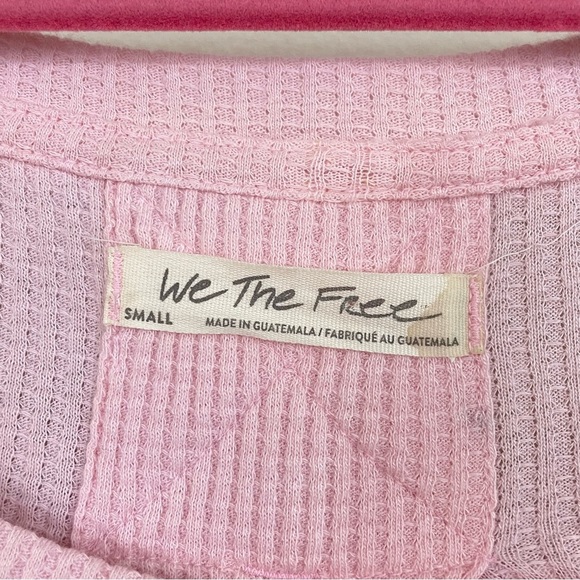 We the Free Pink Waffle Oversized Long Sleeve Slouchy Blouse Size Small - Picture 3 of 8